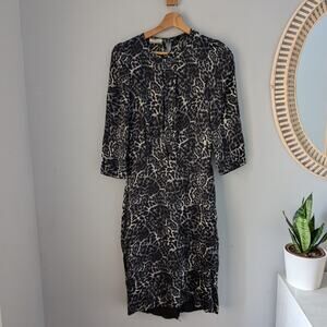 BY MALENE BIRGER Sumini Leopard Animal Print Silk Dress Open Back 38 US 6